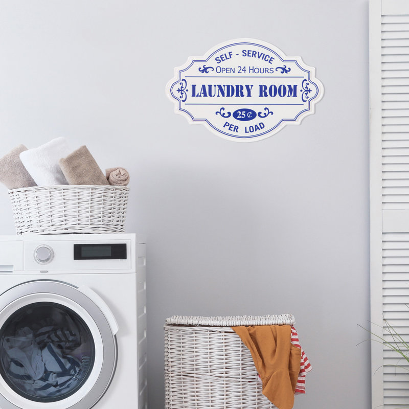 Gracie Oaks Hand Painted Laundry Room Tin Enamel Wall Décor | Wayfair